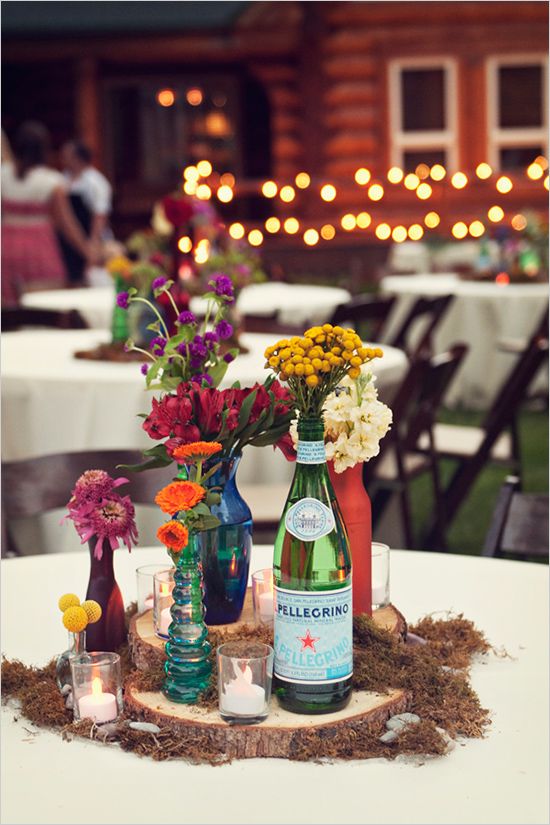 table settings bohemian eclectic | Utah floral arrangement barn colored bottles | Girlfriend is Better