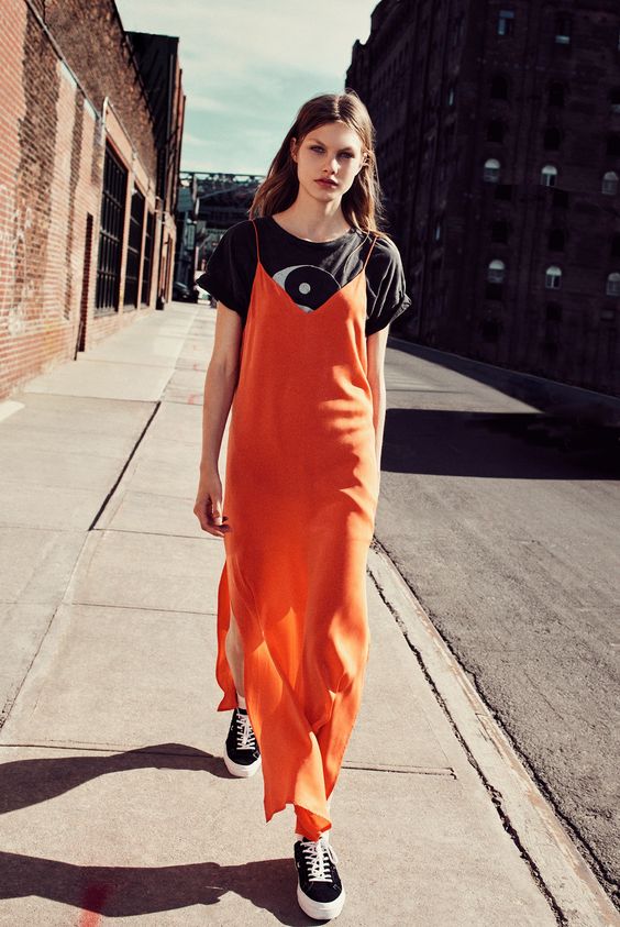 Layer a slip dress with a graphic tee | Girlfriend is Better