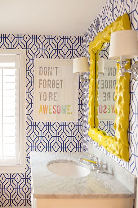 Update a bathroom with a bright colorful mirror | Girlfriend is Better