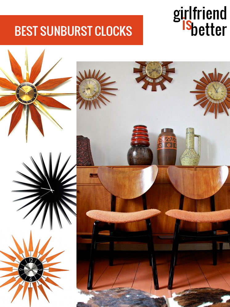 Mid-century modern | Starburst clocks + sunburst clocks | Girlfriend is Better