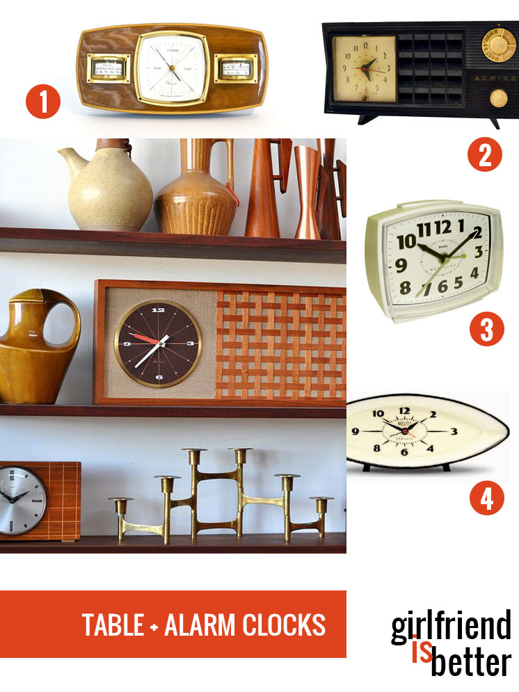 Mid-century modern table clocks + alarm clocks | Girlfriend is Better