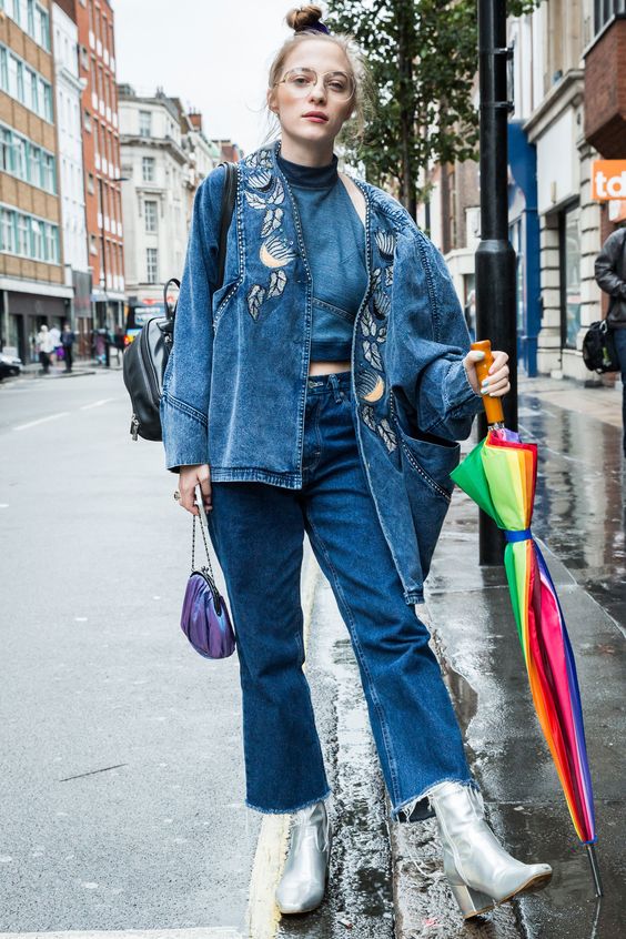 Head-to-toe denim | London Fashion Week street style Spring 2017 | Girlfriend is Better