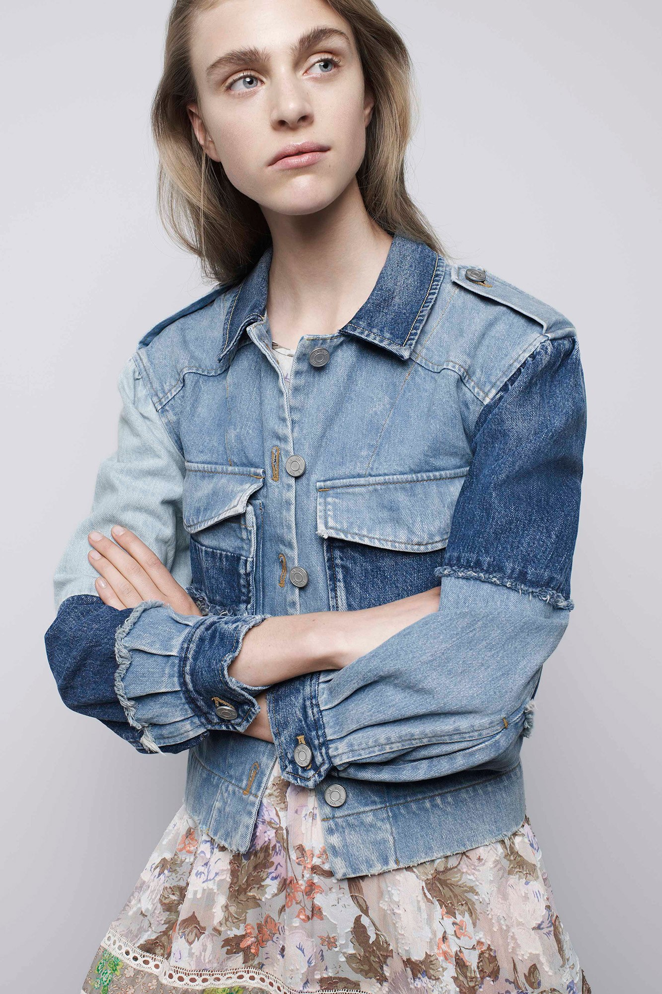 Denim jacket patchwork decontructed | Rebecca Taylor 2017 | Girlfriend is Better