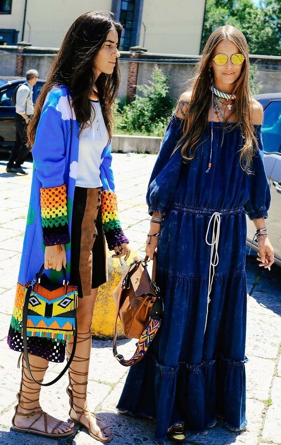 Add pops of color to a denim maxi dress | Spring 2017 Milan | Girlfriend is Better