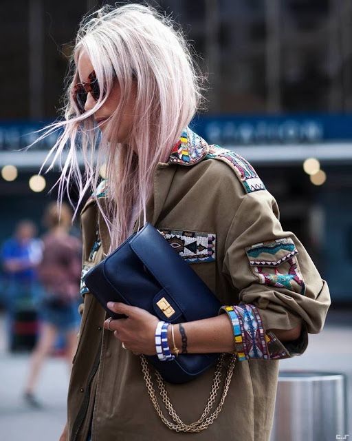 Embroidered details and chains beef up a military jacket | Embellished jackets | Girlfriend is Better