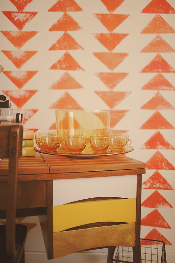 Mid-century modern decor in orange + yellow | Fame + Recognition Feng Shui | Girlfriend is Better