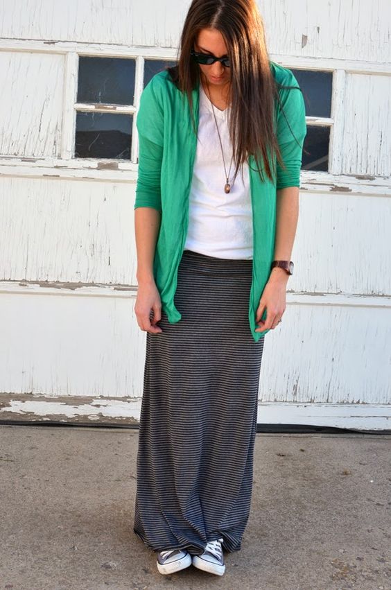 Striped maxi skirts and Converse | Girlfriend is Better