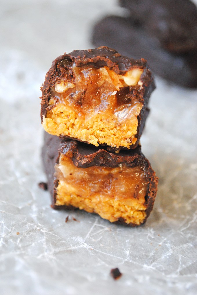 Healthy Pumpkin Snickers Bars | Vegan, gluten-free | Girlfriend is Better