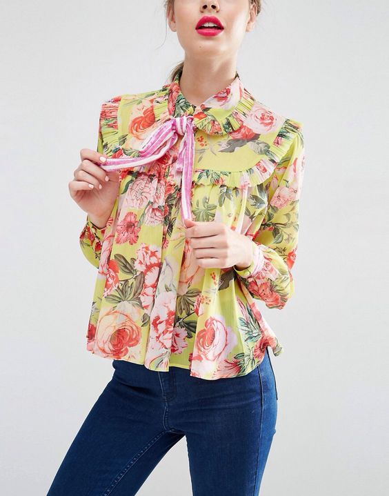 Pussy bow blouses in feminine florals | Girlfriend is Better