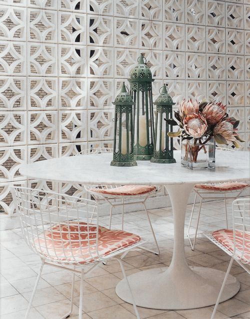 Mid-century modern room dividers | Bertoia Side Chairs in private area | Girlfriend is Better