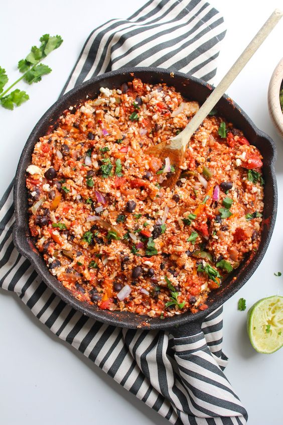 Skillet care, health + recipes | Mexican cauliflower rice | Girlfriend is Better