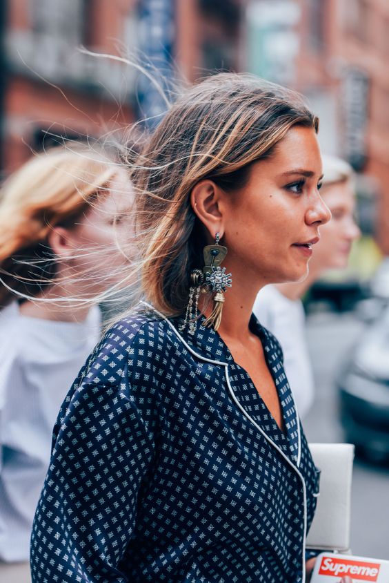 Statement earrings jazz up jammies | NY Fashion Week | Girlfriend is Better