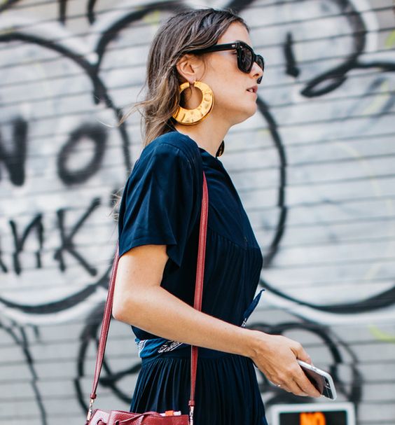 Gold hoops update a casual outfit | Statement earrings | Girlfriend is Better