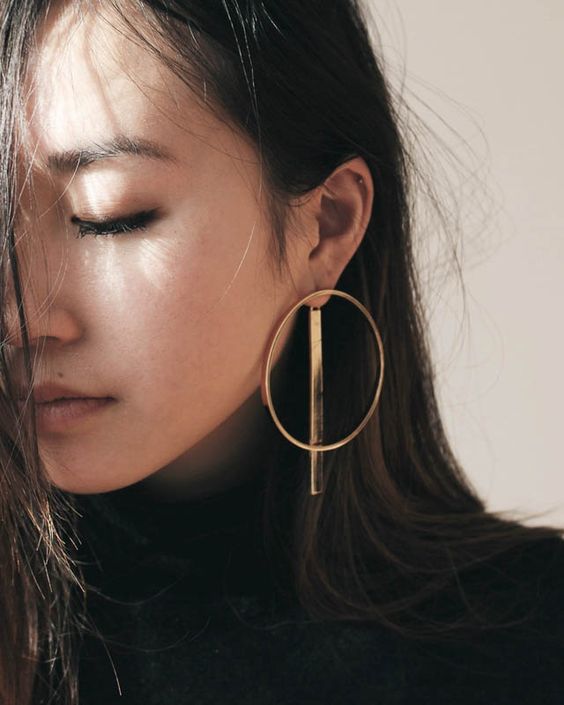 Large gold hoop and bar | Statement earrings | Girlfriend is Better