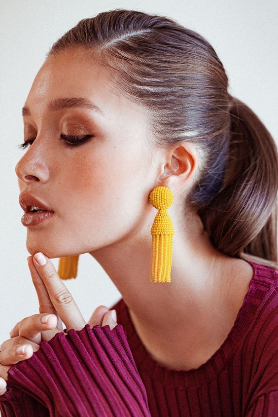 Bright yellow tassels | Statement earrings | Girlfriend is Better