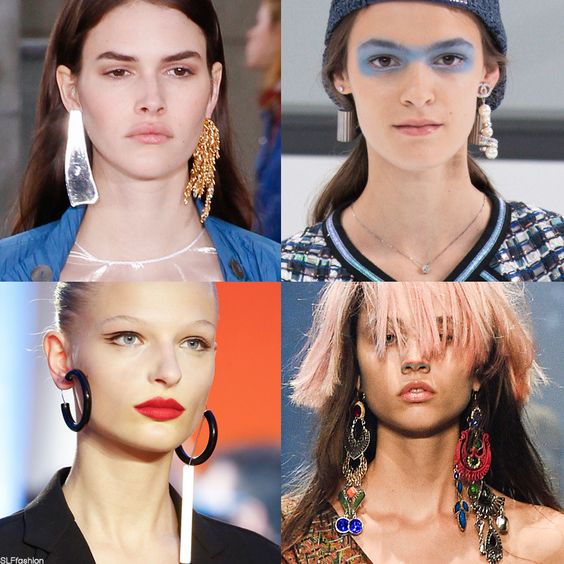 Mismatch statement earrings | Loewe, Chanel, Céline, and Vivienne Westwood Spring Summer 2016 PFW. | Girlfriend is Better