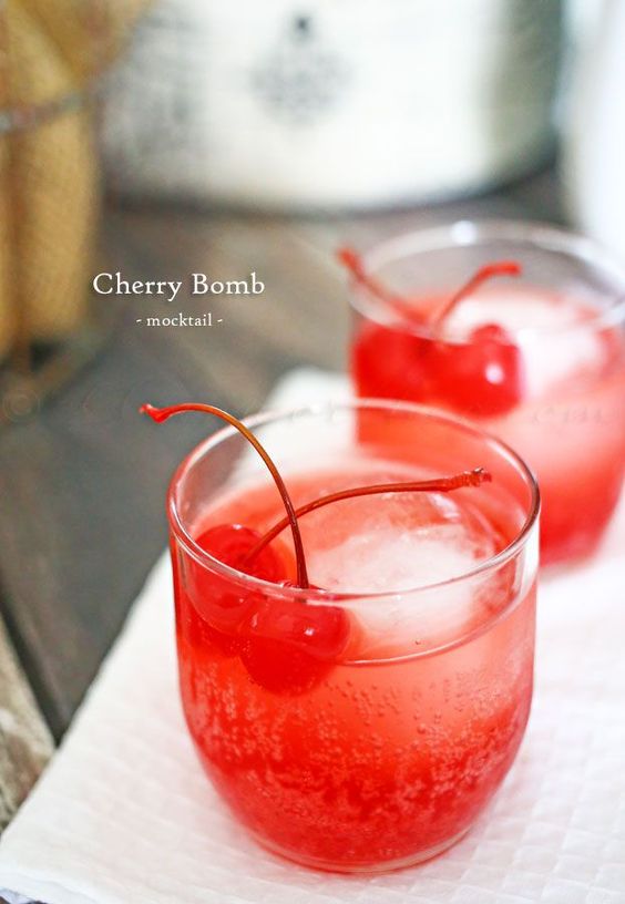 Cherry Bomb mocktail recipe | Vintage tumblers | Girlfriend is Better