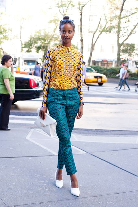 Sara Nuru NYFW in yellow mixed prints | Girlfriend is Better