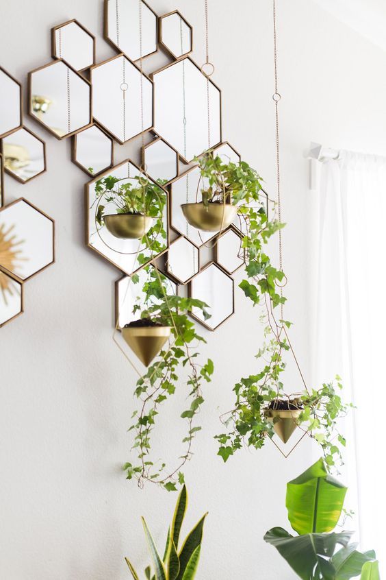 Hexagon mirrors in honeycomb design | Mid-century modern decor | Girlfriend is Better