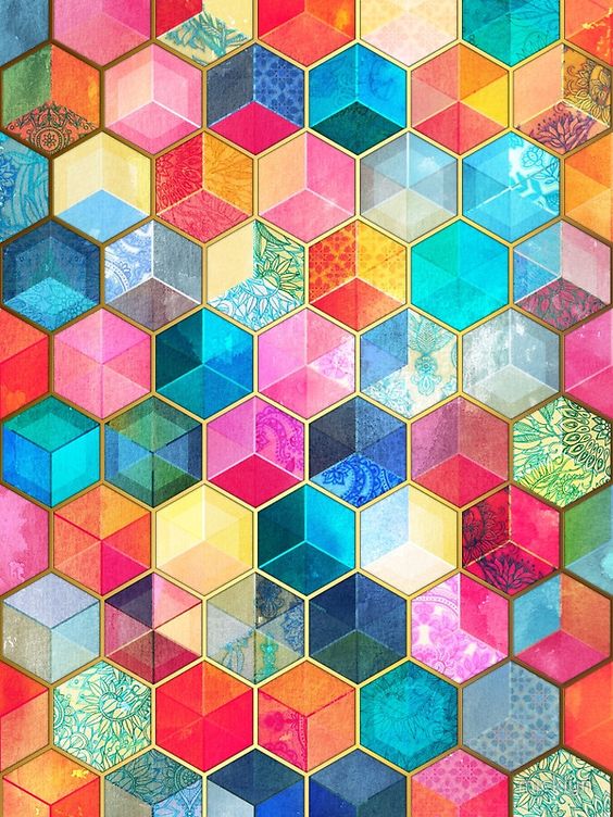 Crystal Bohemian Honeycomb Cubes graphic by Micklyn | Hexagon home decor | Girlfriend is Better