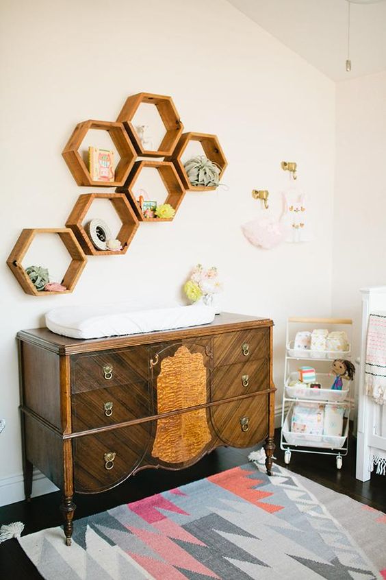 Hexagons for shelving in the nursery | decor by Isla Jean | Girlfriend is Better