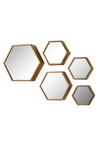 Lazy Susan Set of 5 Hexagonal Gold Mirrors | Target