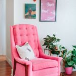 Pink mid-century modern chair perfect for love + relationships center | Feng Shui guide | Girlfriend is Better