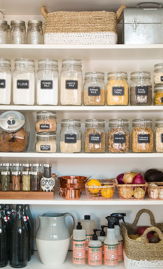 Organize a pantry with clear containers and small baskets | Girlfriend is Better