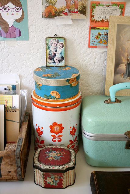 Use vintage containers to organize your desk | Girlfriend is Better