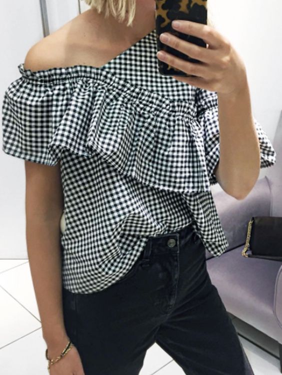 Big ruffles on an off-the-shoulder blouse | Girlfriend is Better