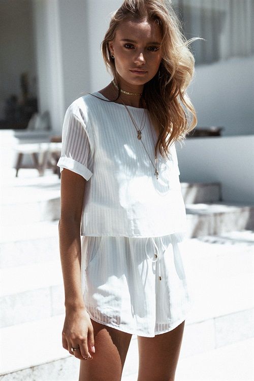 All white playsuit in opaque fabric | Girlfriend is Better