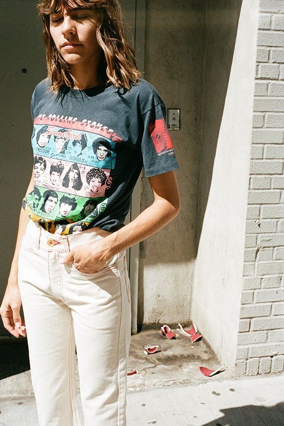 Graphic tees and white jeans | Girlfriend is Better