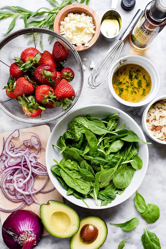 Ingredients for Strawberry Avocado Spinach Salad recipe | Girlfriend is Better