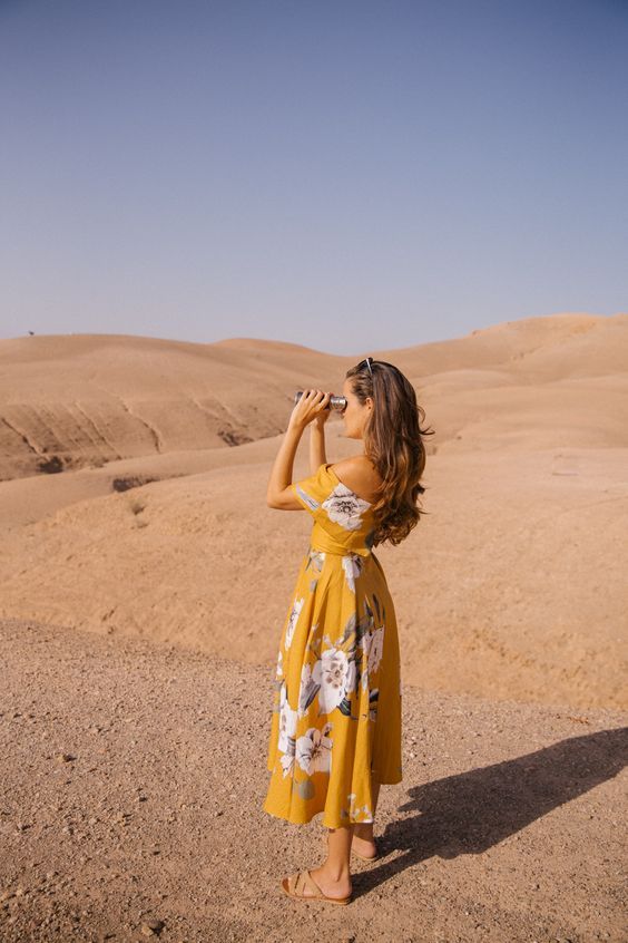 Desert yellow and orange spring dress | Girlfriend is Better