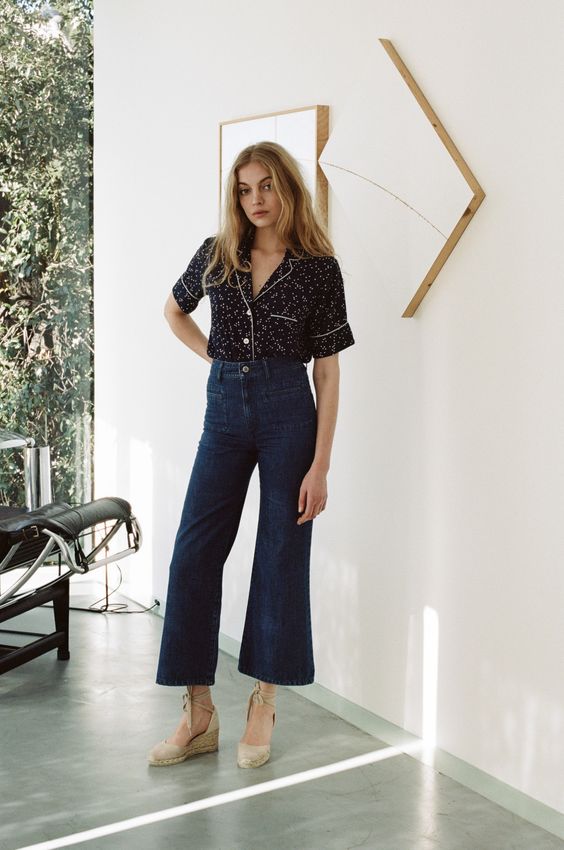 High-waist culotte pants and pajama top | Girlfriend is Better