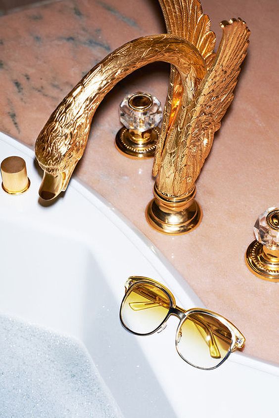 Gold swan faucet | Glam home decor | Girlfriend is Better