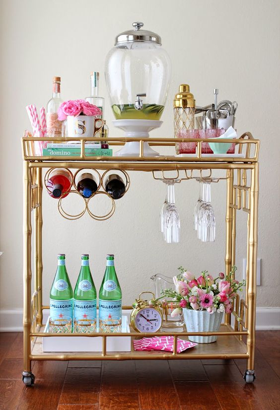 Gold bamboo bar cart | Girlfriend is Better