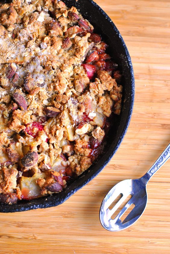 Pear, strawberry, and rhubarb crumble recipe | Girlfriend is Better