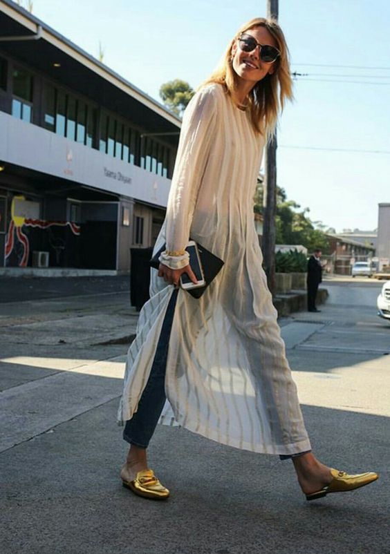 Long sheer slips layered over skinny jeans | Girlfriend is Better