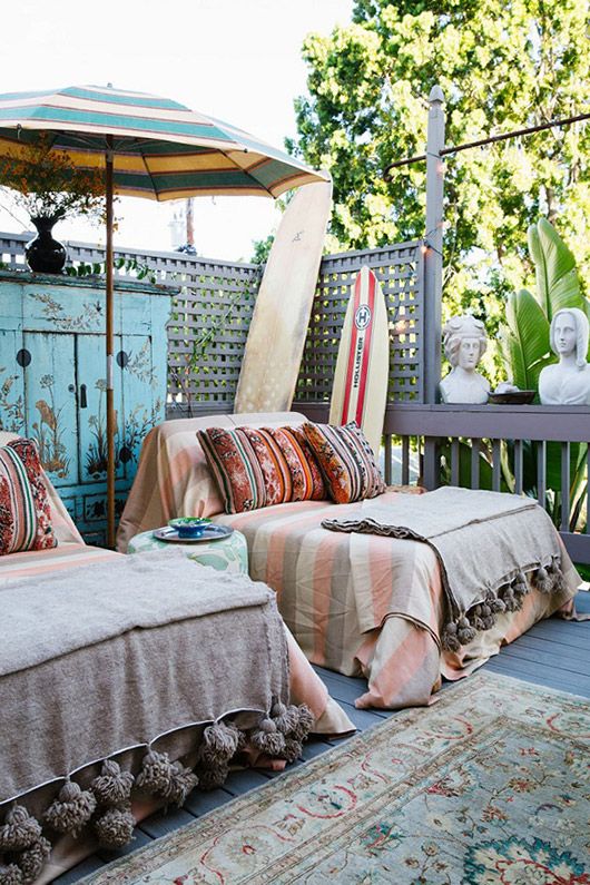 Bohemian patio surf shack hangout | Girlfriend is Better