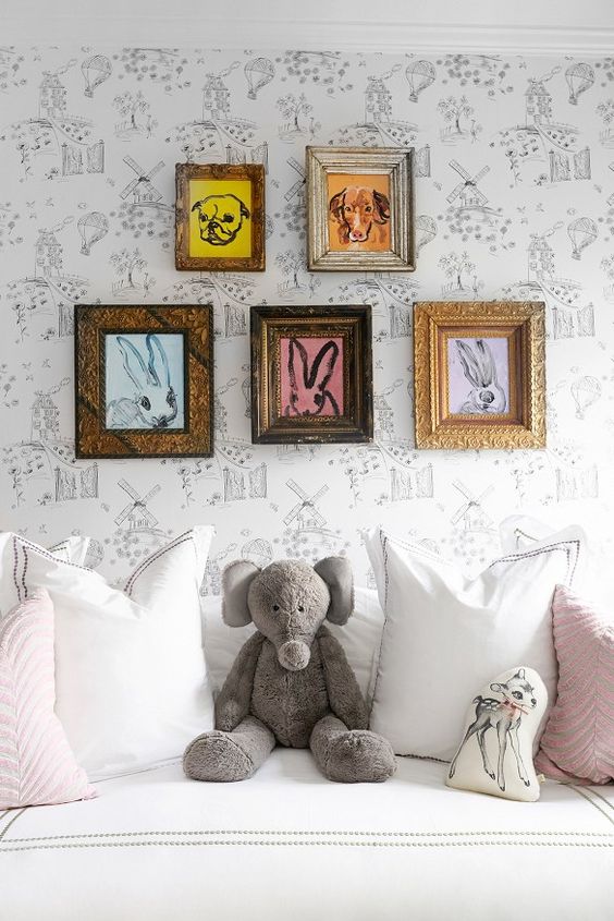 Hunt Slonem gallery wall for nursery | Girlfriend is Better