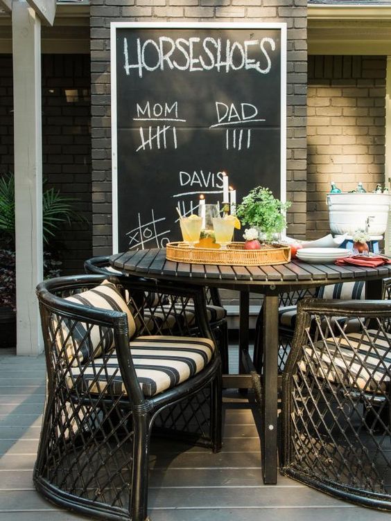 DIY patio chalkboard for party games | Girlfriend is Better