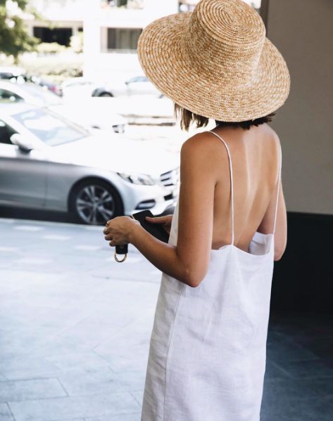 Wide brim boater straw hats with white dress | Girlfriend is Better