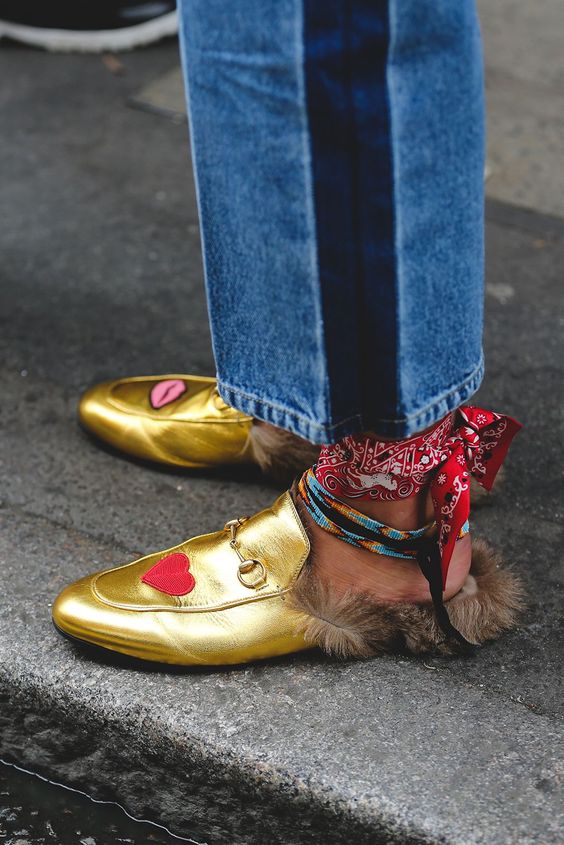 Bandana as anklet with gold slides | Girlfriend is Better