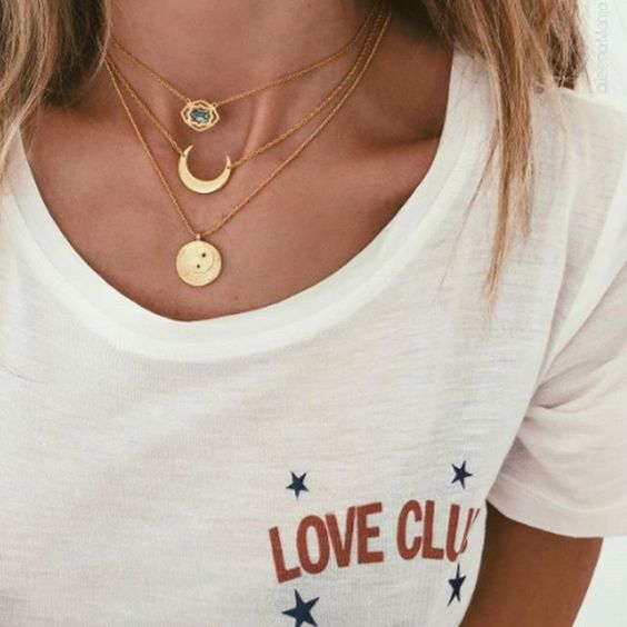 Layering coin necklaces with celestial pendants | Girlfriend is Better