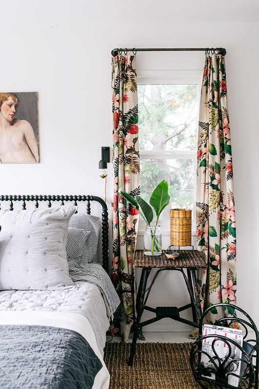 Floral curtains in tropical prints for the bedroom | Girlfriend is Better