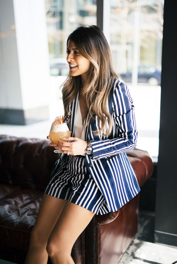 Striped blazer and shorts suit | Girlfriend is Better