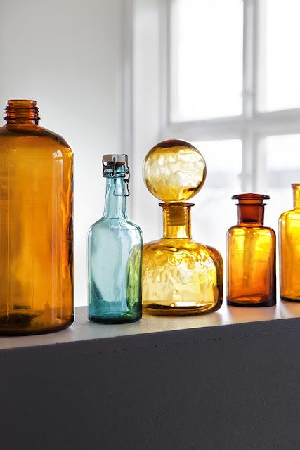 Vintage amber glassware bottles | Girlfriend is Better