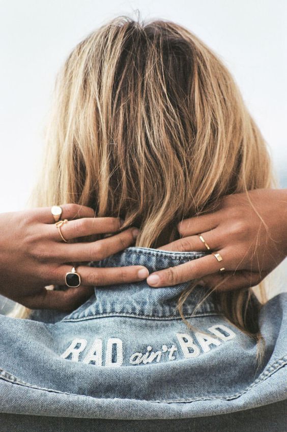 Rad Ain't Bad embroidered lettering on denim jacket | Girlfriend is Better