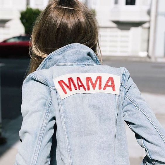 Custom MAMA lettering on patch | Denim jacket | Girlfriend is Better